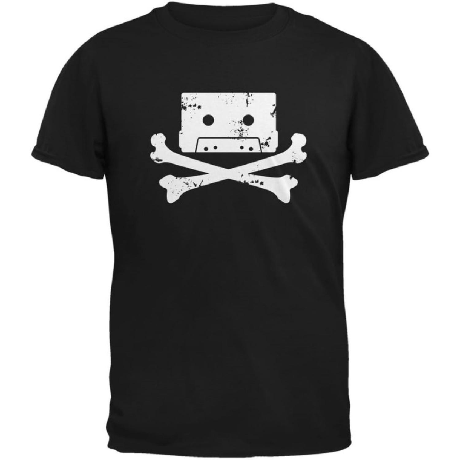 Cassette Tape & Crossbones Black Adult T-Shirt S