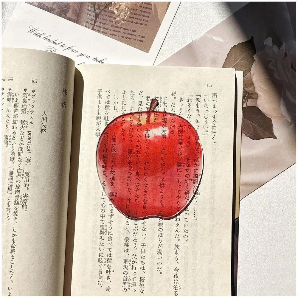 Acrylic Red Apple Bookmark Acrylic Fruit Translucent Student Reading High-quality Bookmark Creative Birthday Gifts for Bookworm