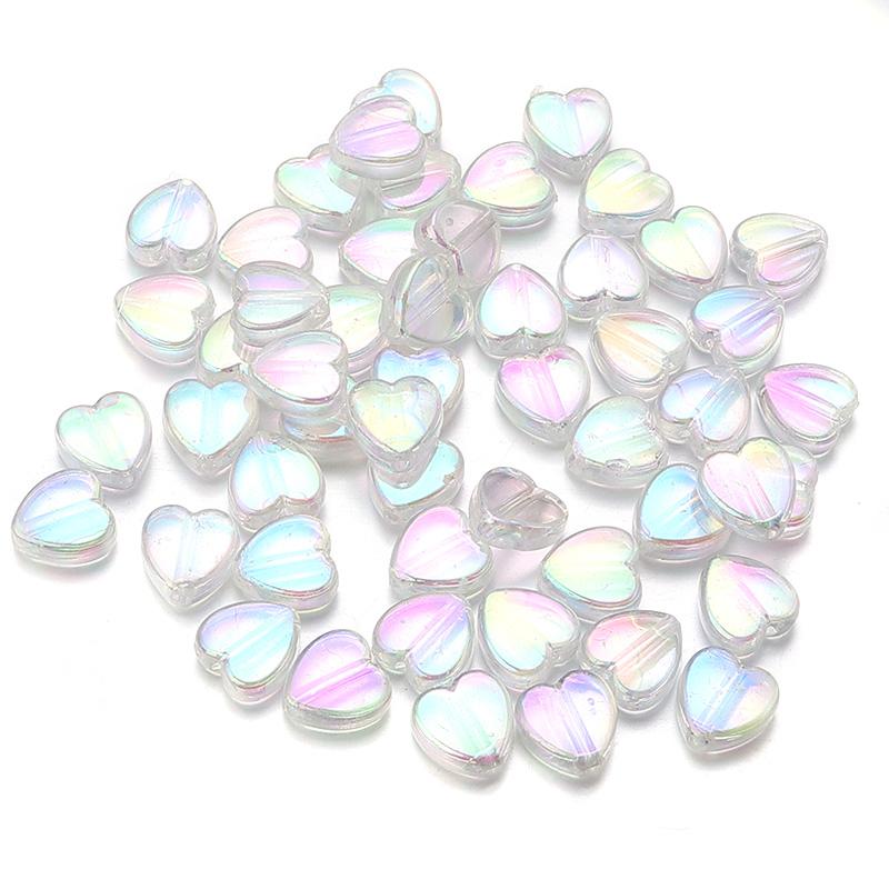 200pcs 8x9mm Acrylic Heart Beads Candy Color Loose Spacer Beads For Jewelry Making DIY Bracelets Necklace Keychain Accessories