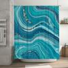 Blue Marble Shower Curtain Modern Luxurious Bathroom Decor For Kids Bathrooms Waterproof Fabric With Golden Accents (59 X 70 Inc
