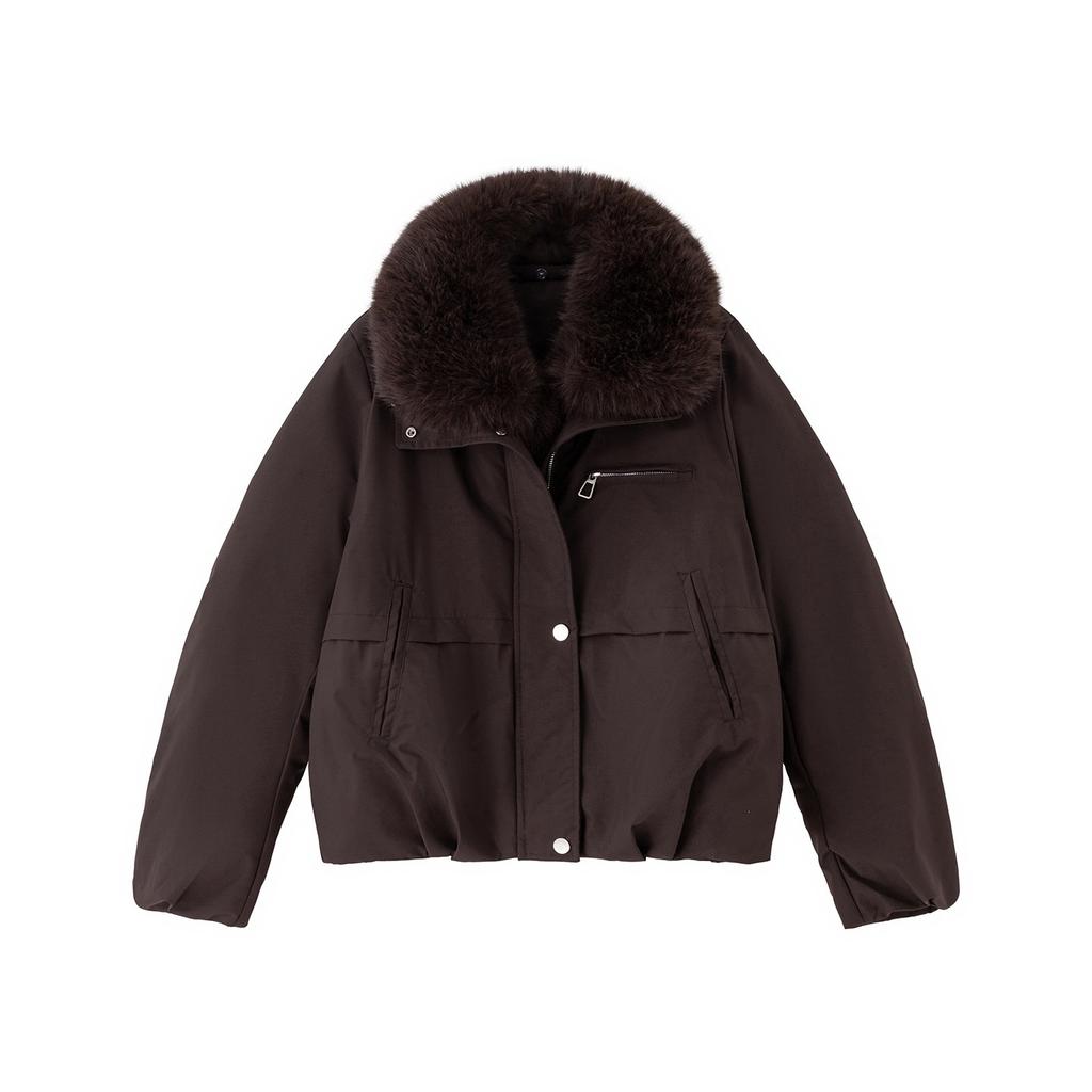 European and American temperament removable wool collar cotton-padded coat short women's winter new loose thickened warm jacket