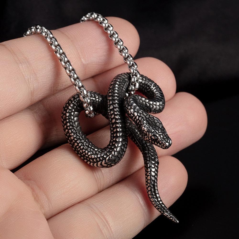 Men's Retro Creative Snake Shape Pendant Necklace Stainless Steel For Fashionable Men Anniversary