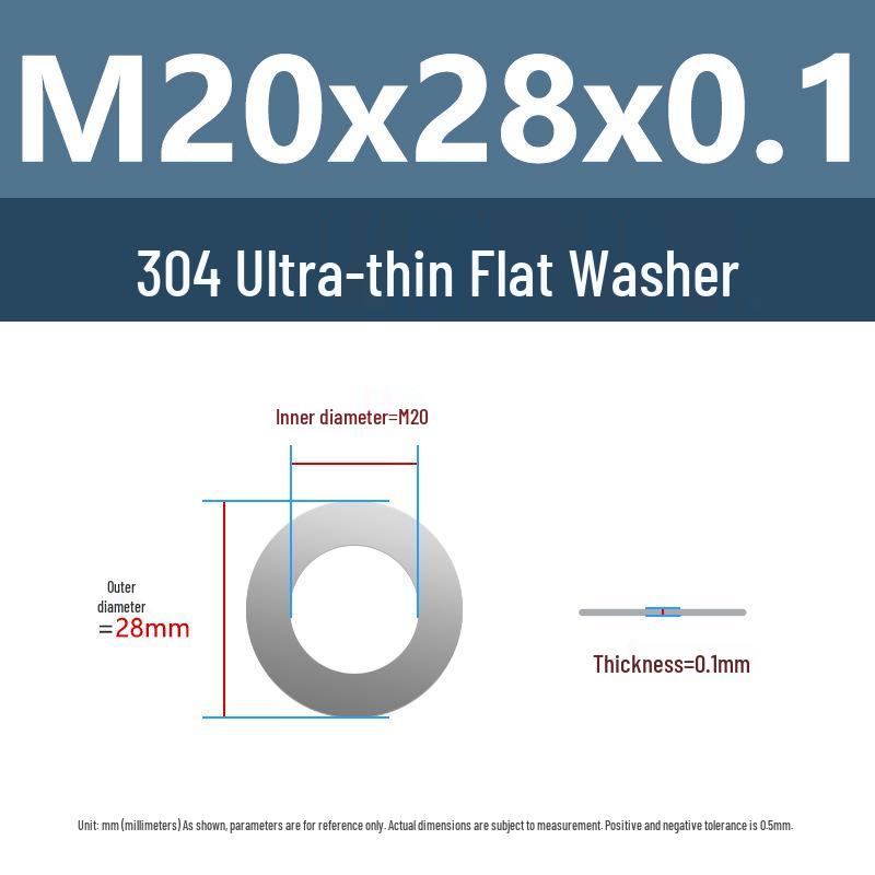 Yigu 304 Stainless Steel Flat Washer Shim Ring (Sizes M3, M4, M5, M8)