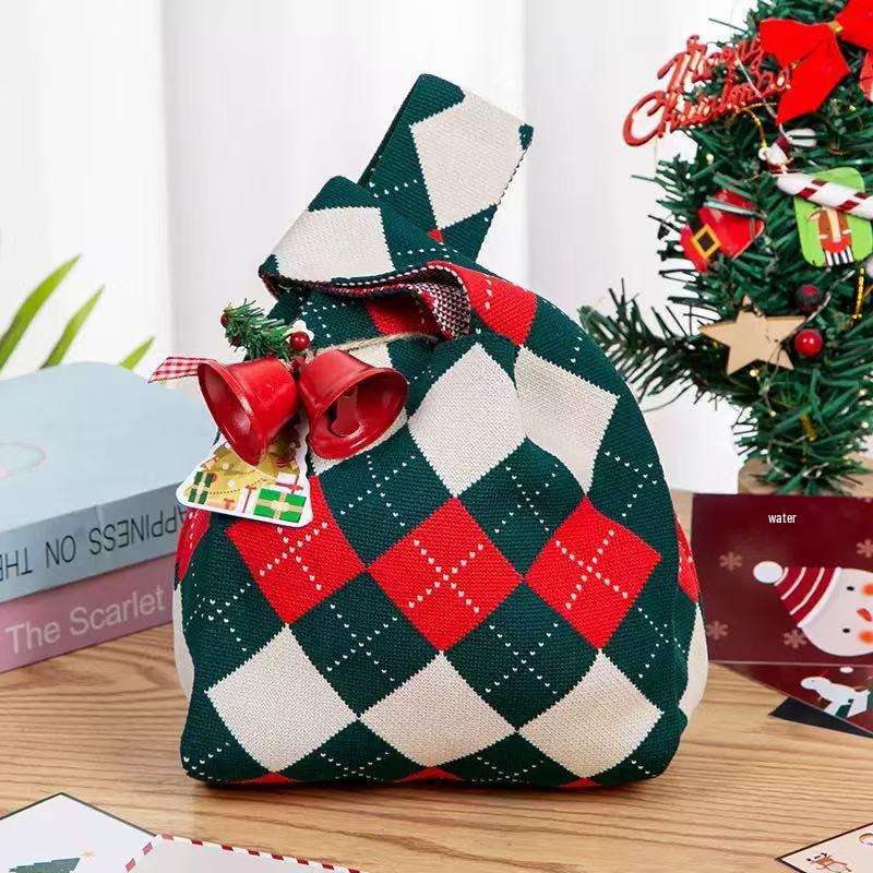 

Customizable Christmas Knit Gift Bags - Festive Creative Tote with Large Capacity 20x35cm