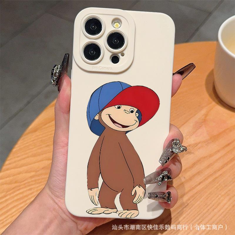 The Cartoon Monkey with a Hat Is Suitable for iPhone 16 Cases, iPhone 11/12/13/14/15 Pro Max Protective Cases