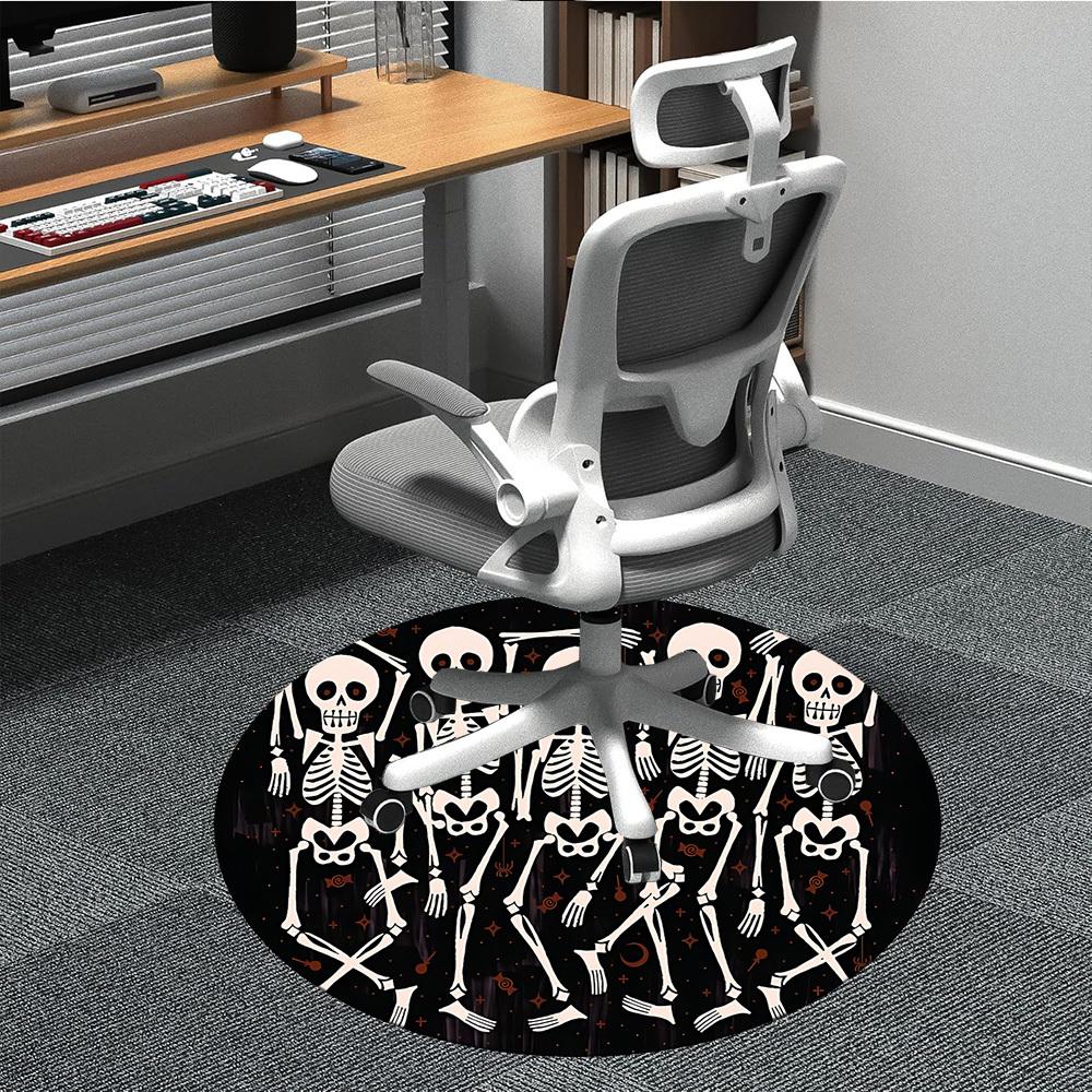 1PC Skeleparty Skeletons Office Round Area Rug, Mat Suitable For Office, Under Office Chairs Bedroom Living Room Home Decor, Room Deco