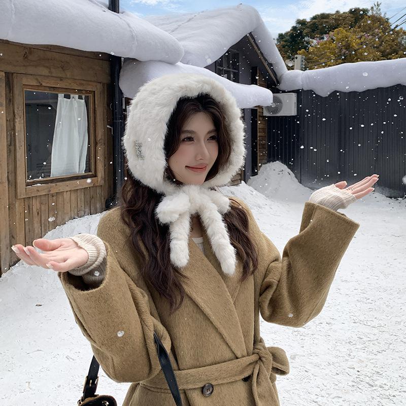 Women Soft Plush Scarf Winter Thicken Warm Faux Rabbit Fur Snood Scarves Outdoor Cold-Proof Neck Collar Neckerchief