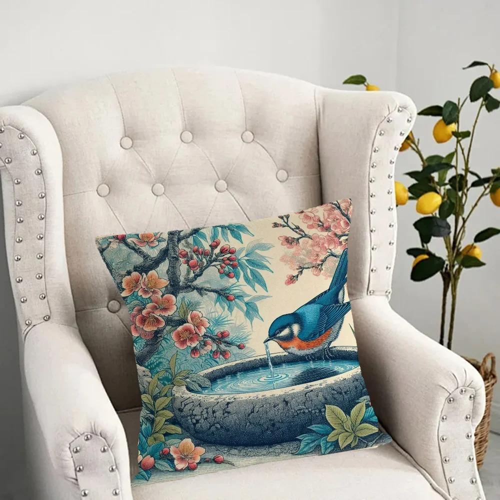 

Наволочка с рисунком пьющей птицы для украшения общежития, офиса, гостиной, дивана, дома, наволочка 45x45cm