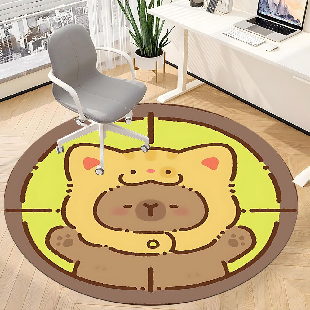 

1pc Cat Capybara Target Chair Carpet for Office, Soft Comfortable Mat For Office, Living Room, Bedroom, Machine Washable Carpet yy251112224 80cm by 80cm