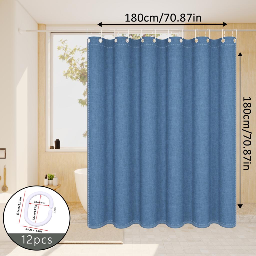 Neutral Beige Linen Texture Shower Curtain Minimalist Bathroom Decor Waterproof And Durable Bath Linen Natural Style