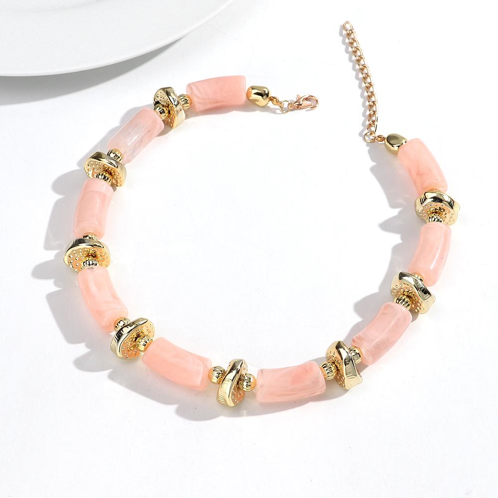 New Colorful Chunky Bamboo Tube Beaded Acrylic Choker for Women Man Statement Elbow Stack Necklace French Trendy Jewelry Gift