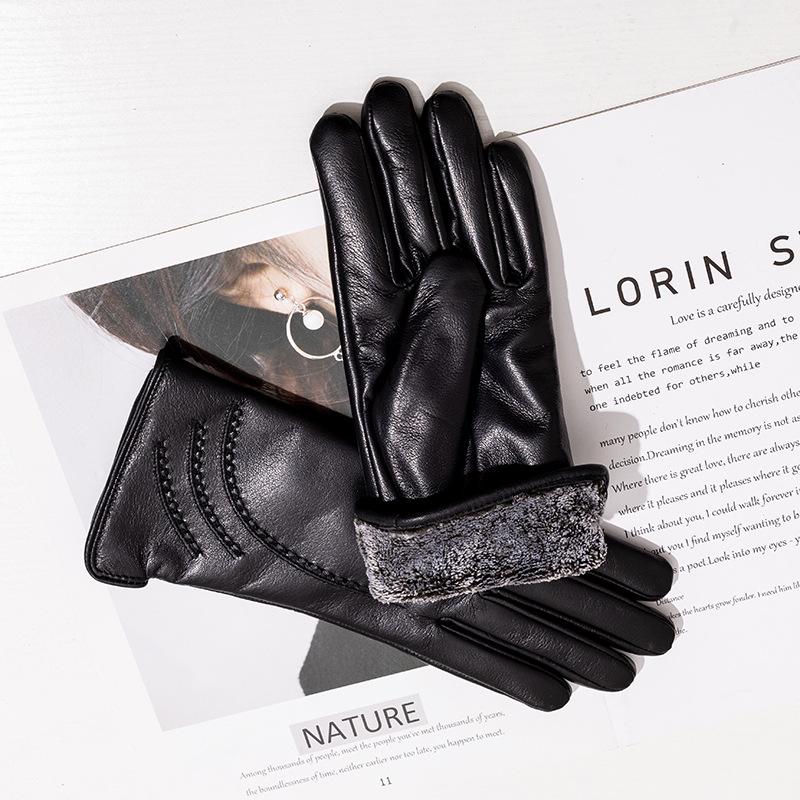 Women's Genuine Leather Winter Warm Gloves for Outdoor Sports, Thickened Matching Apparel Gloves