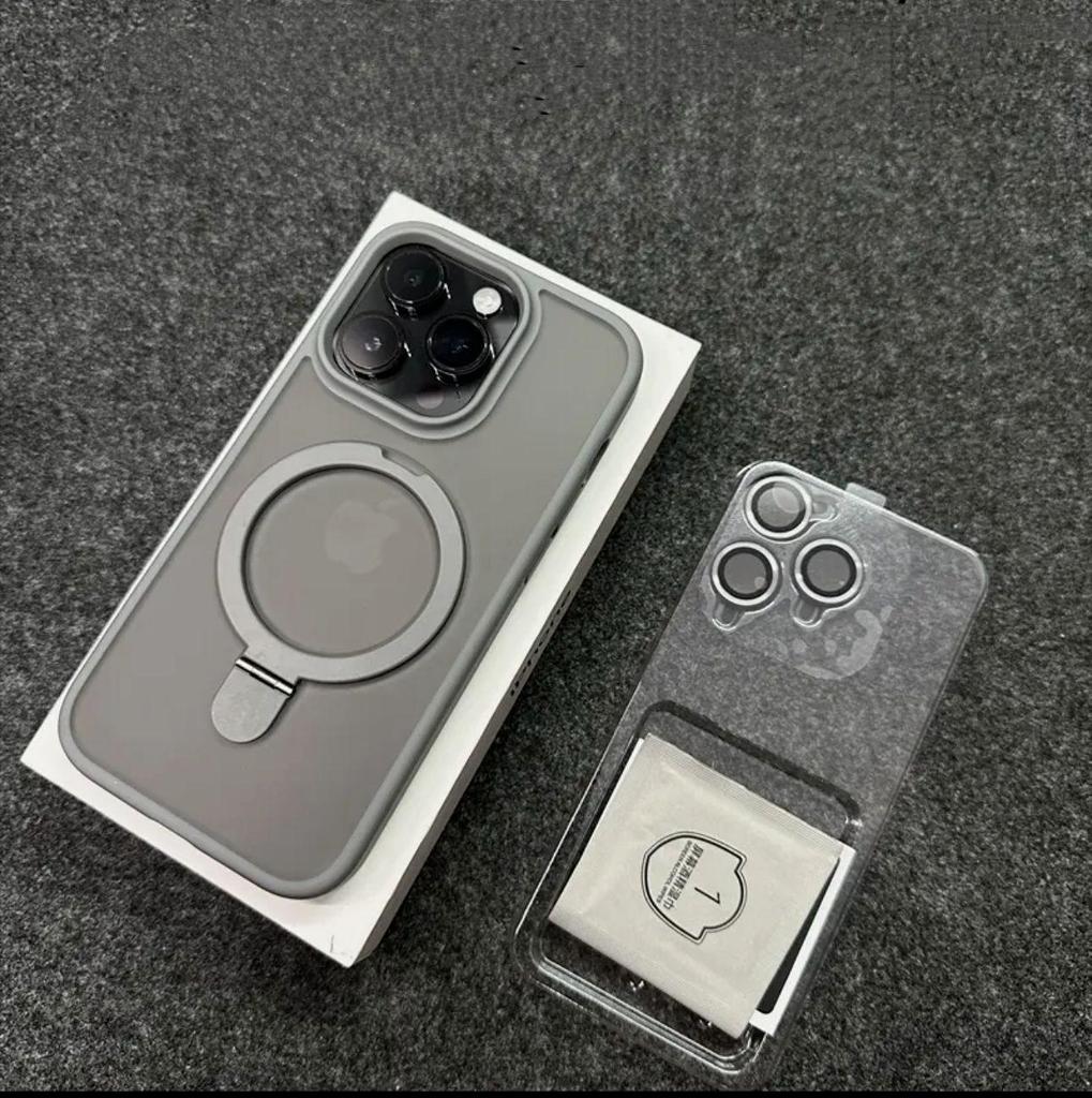 Magnetic Stand Case with Lens Film for iPhone 17 Pro and 16 Pro