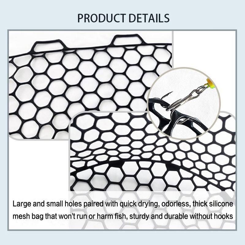 32/40/50Cm Portable Collapsible Fishing Net Wear-Resistant Rubber Mesh Fish Catch Trap Landing Outdoor Multifunctional Dip Net