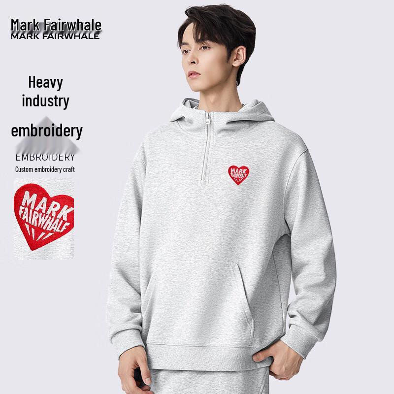 Mark Hua Fei Men's Embroidered Half-Zip Hooded Sweatshirt