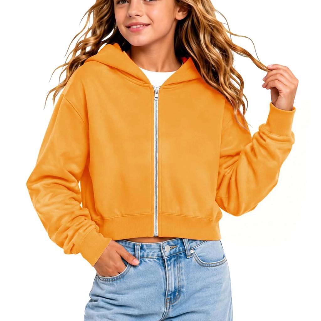 Kinder Farbiger Cropped Hoodie Lässige Jacke für Herbst Winter