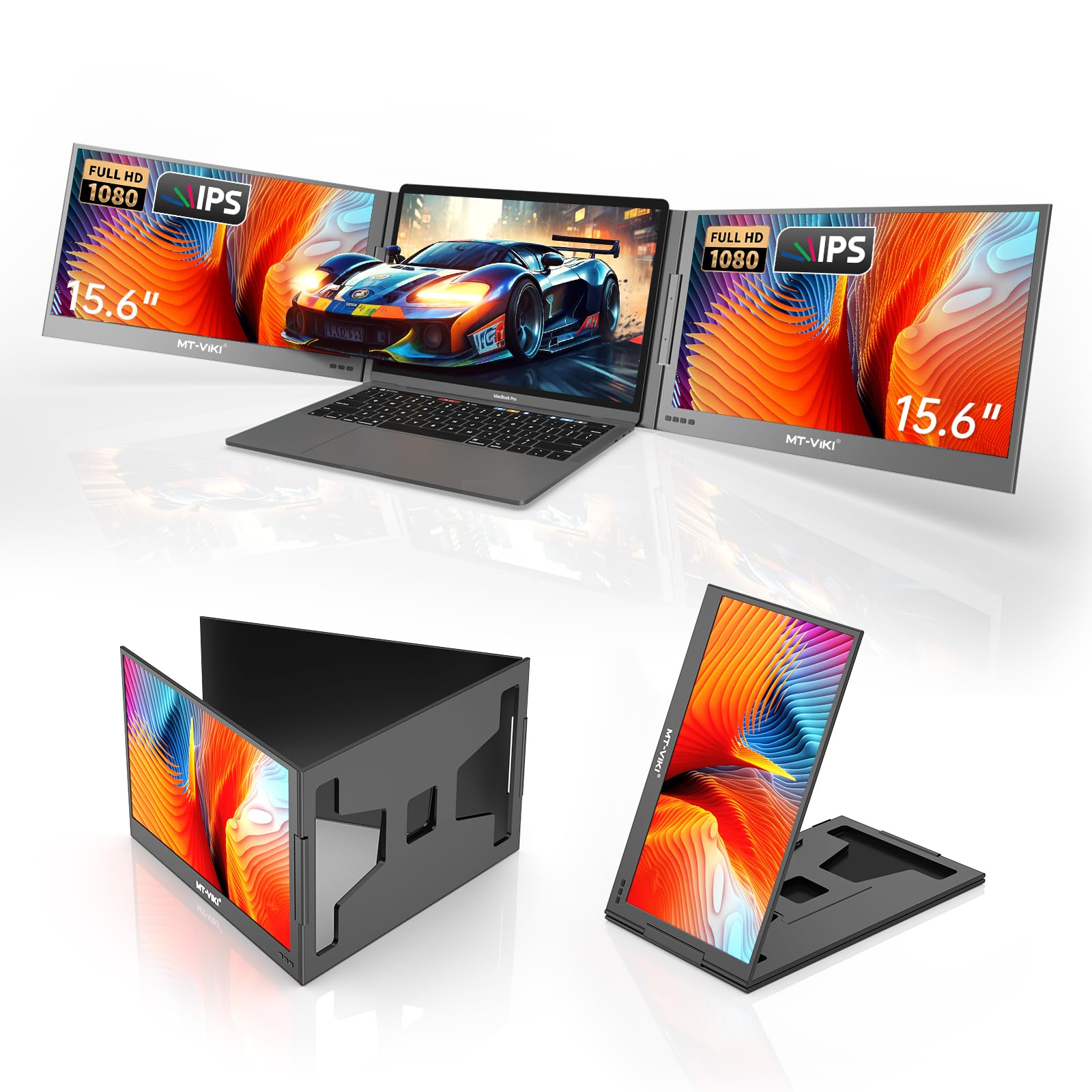

[2025 Latest] Dual Monitor MT-VIKI 15.6 inch 2-screen Extended Monitor for WinMac (M1, M2, M3), Triple Monitor Mobile Monitor 15.6 inch Laptop Screen