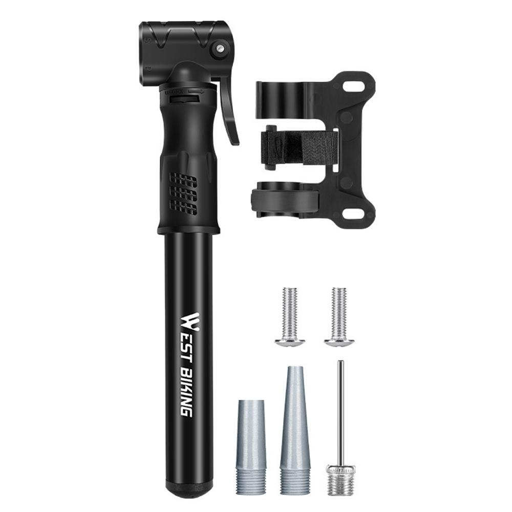 

WEST BIKING YP0711133 Портативный мини-велонасос с гибким шлангом из алюминиевого сплава, наружный велосипедный насос A