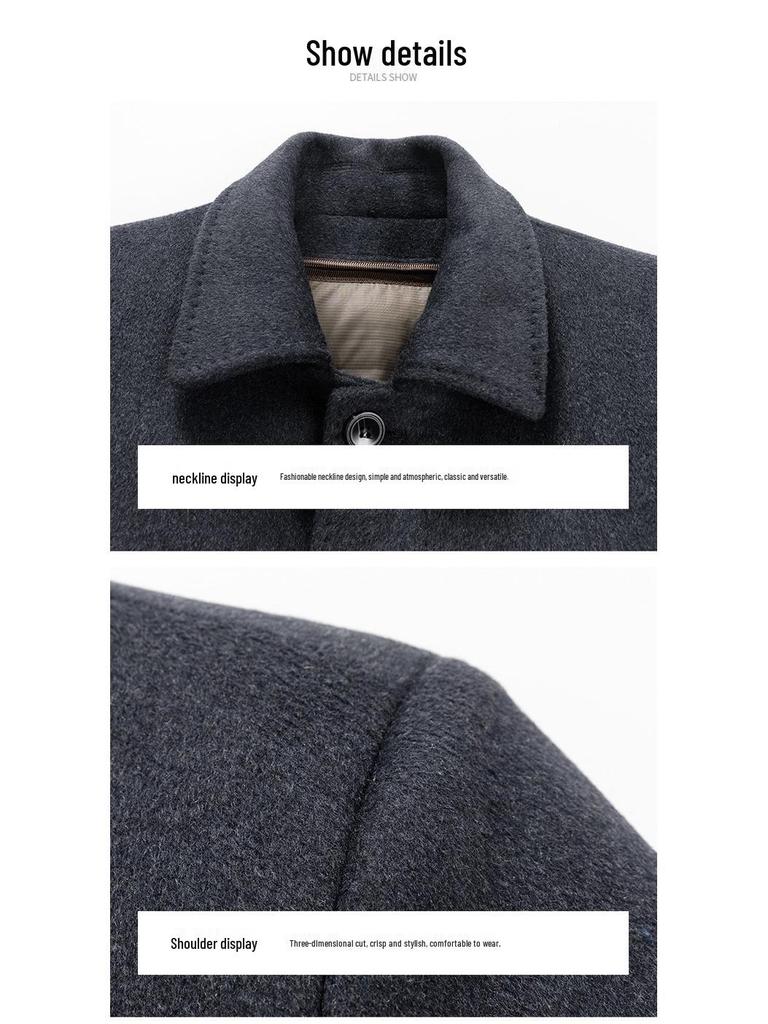 Men's Woolen Coat with Removable Liner - Casual & Business Winter Jacket for Middle-Aged