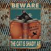 Vintage Beware of Cat Metal Tin Sign Retro Wall Decor Garage Garden Farmhouse
