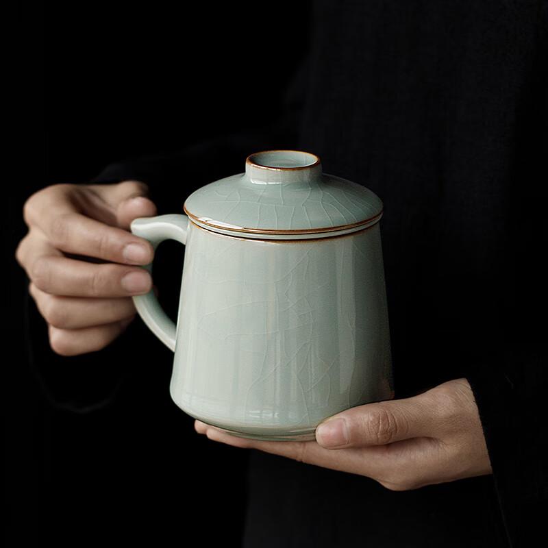 TANGFENG Li Guilian Ru Kiln Tea Cup, High-End Office Cup, Tea-Water Separation Cup, Water Cup, Tea Set Gift, Holiday Companion Gift