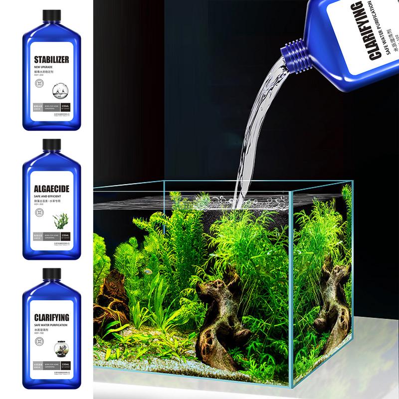 Rimuovi Alghe per Acquario 235ml Purificatore Acqua Pesci Sicuro Detergente Acqua Chiara Forniture Pulizia Acqua Stagno Alghe e Muschio Acquatici