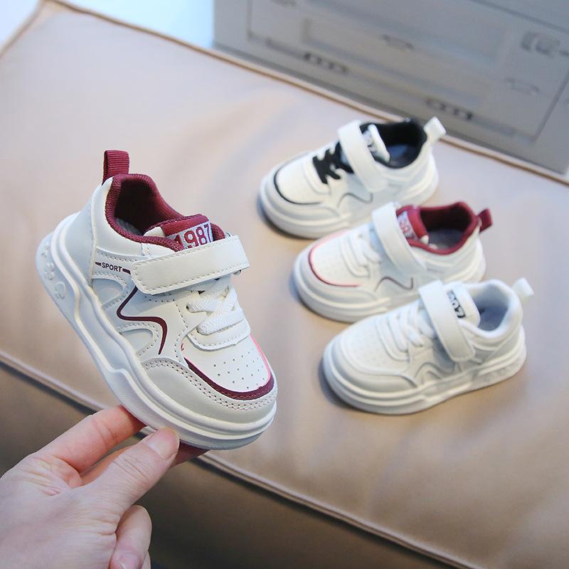 Kids Leather Sneakers Soft Sole White Shoes Boys Girls Spring Autumn Casual Trainers For 1-6 Years Old Toddlers