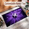 Soccer Theme Soft Crystal Velvet Rug Custom Name & Text Print Non Slip Floor Rug for Bedroom Living Room