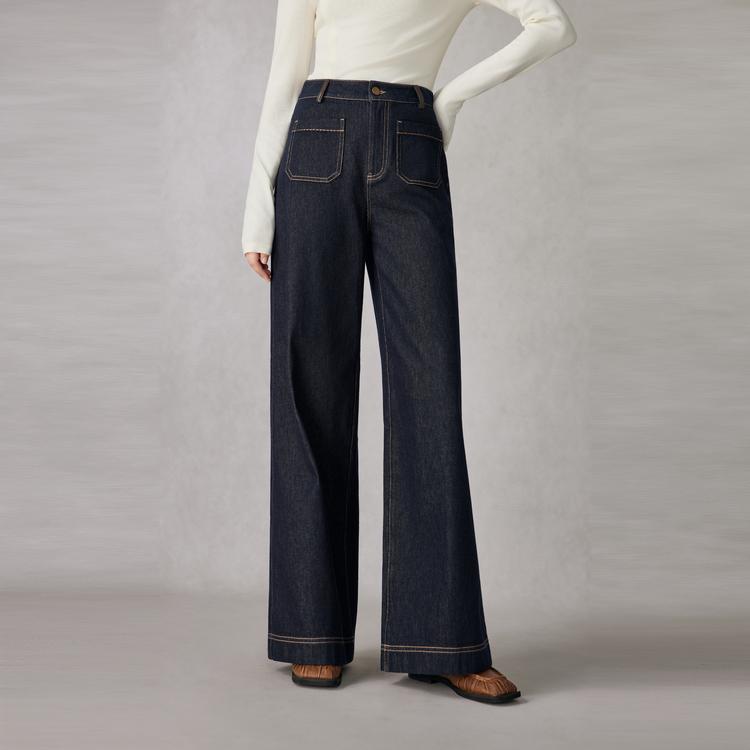 Elle French Vintage Fashion Design High-End Commuter High-Waisted Slim Straight Leg Pants Casual Jeans Women pants EQ53357