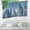 White Snow Wall Tapestry, Grey Wall Hanging Large Tapestry Decoration Polyester Fiber White Hem Around for Dorm Room Bedroom