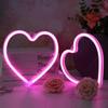 2 Pcs Valentine's Day Neon Heart Lights Pink Heart Neon Signs LED Valentines Day Decor Battery Operated or USB Powered Heart LED Lights for Girls