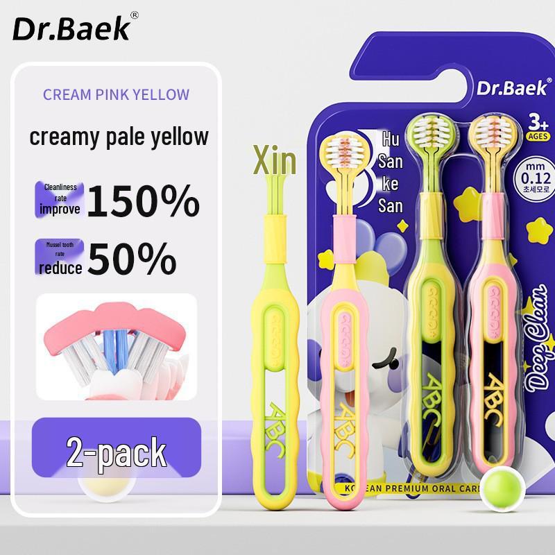 Popular Kids' Soft Bristle Three-Sided Toothbrush, Ages 3-12, Adorable Cartoon Giraffe Design
