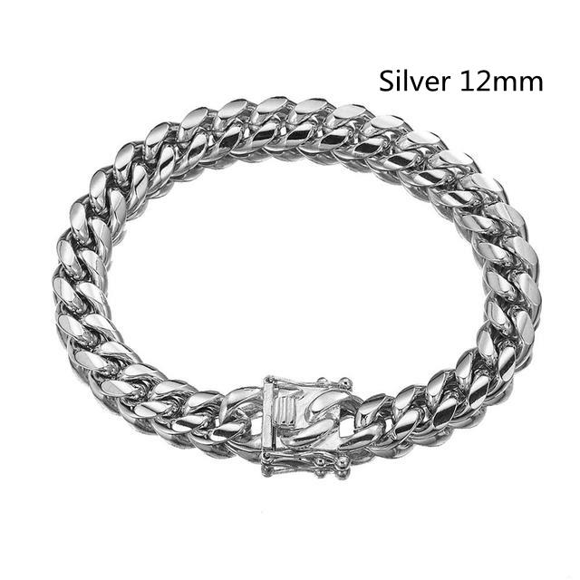 Gold Color/Rose Gold Stainless Steel Curb Cuban Link Chain Bracelet Bangle Jewelry 7-11inch for Men Women 8/10/12/14/16/18mm