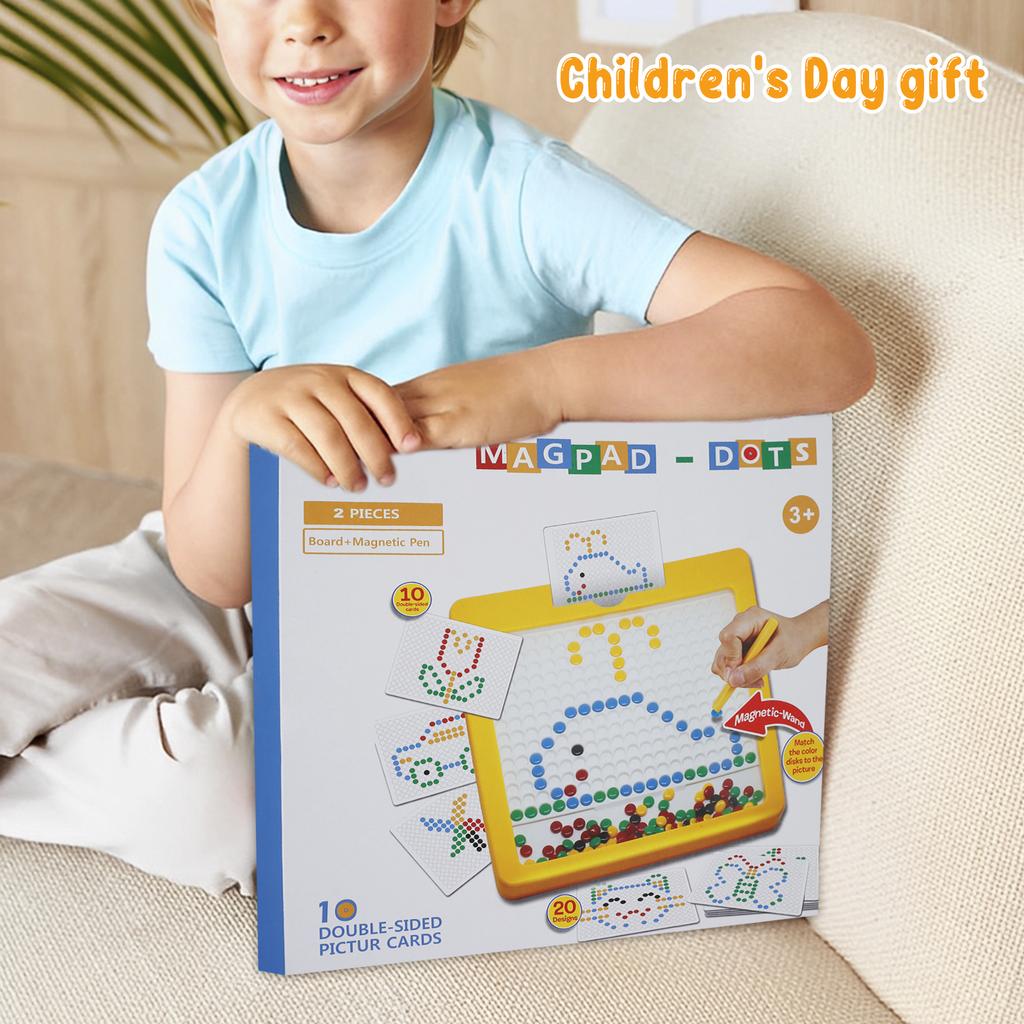 Tablica Magnetyczna do Rysowania dla Maluchów Kolorowa Tablica do Rysowania z Koralikami Magnetycznymi z Pisakiem Magnetycznym i Kartami Zabawki Edukacyjne Montessori