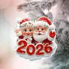 Christmas Santa Ornament 2026 Round 2D Acrylic Santa Claus Christmas Tree Ornament for Holiday New Year Home Decor