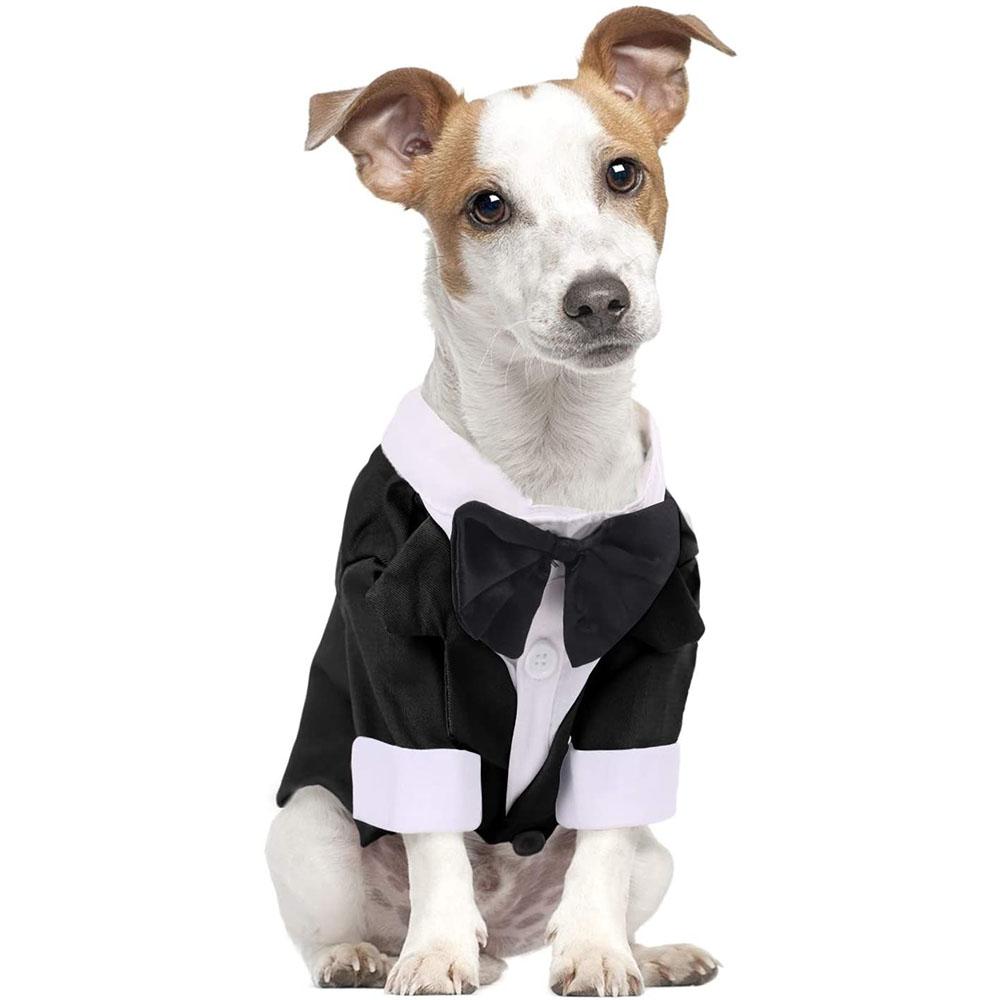 Dog Tuxedo Suit Costume Pet Cat Dog Wedding Birthday Party Formal Shirt with Bow Tie for Puppy Small Medium Dogs Costume