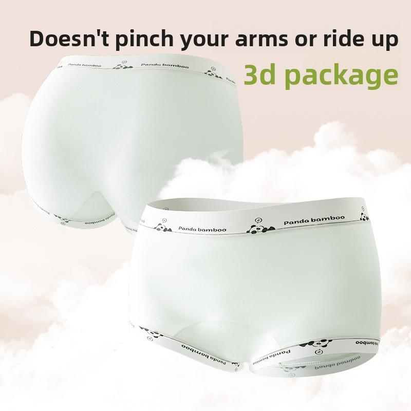 Female Spring and Autumn Letter Panda Cute Class A Pure Cotton 10A Antibacterial No Mark Mid-waist Breathable Briefs
