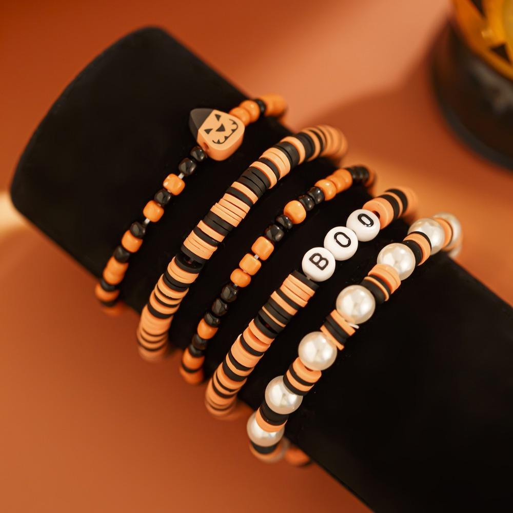 Ghost Halloween Bracelets Bat Beads Bangle Elastic Pumpkin Pendant Bracelets  Gifts