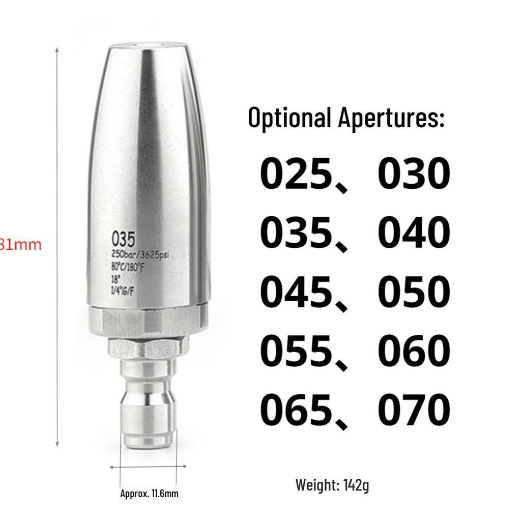 Stainless Steel High-Pressure Rotating Water Gun Nozzle with 250kg Ceramic Core