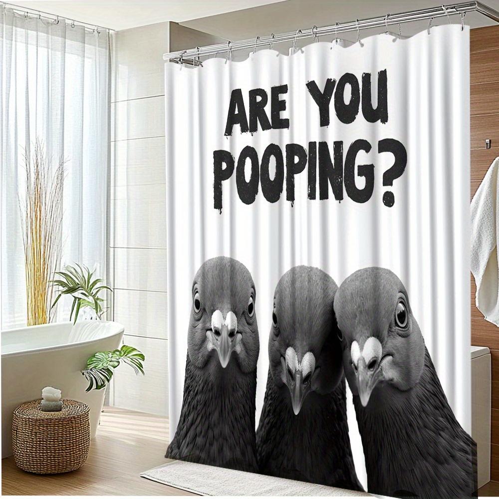 

1Pc Funny Pigeon Bathroom Curtain Are You Pooping Design Shower Curtain Polyester Fabric Bathroom Decor With 12 Hooks W60H190(CM)-1 Pcs