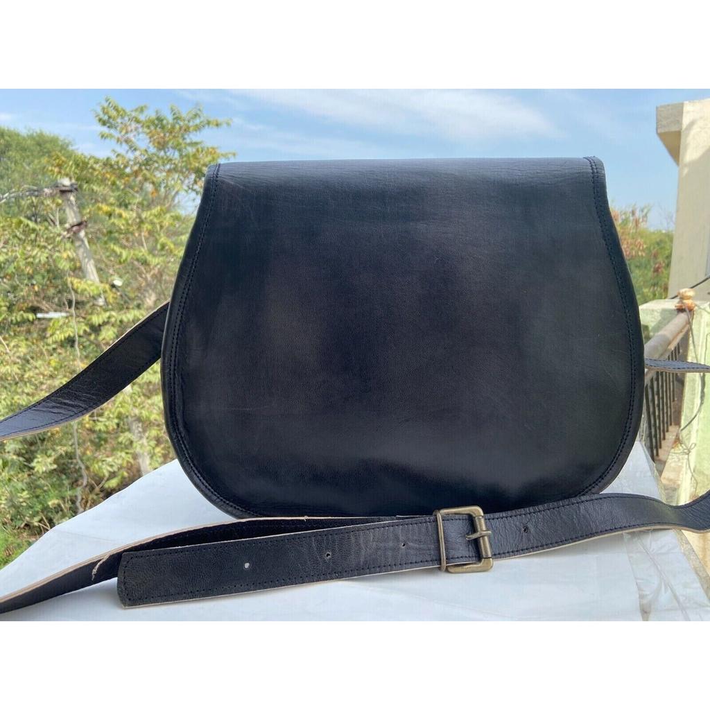 Vintage Damen Umhängetasche aus echtem schwarzem Leder, Umhängetasche, Umhängetasche