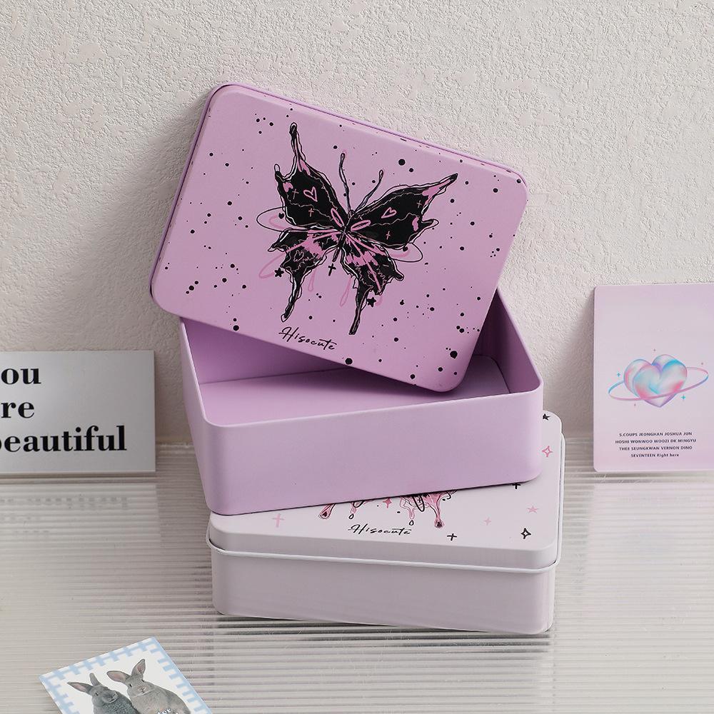 Ins Style Girl DIY Hand Account Sticker Goo Card Storage Box Student Desktop Finishing Star Card Storage Iron Box