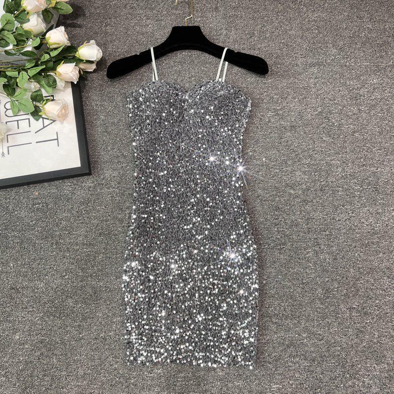 Velvet Sequin Lace-up Bodycon Mini Skirt for Women - Autumn/Winter Collection Medium серебряный серый
