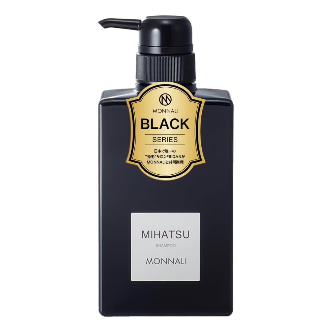 MONNALI Черная Серия MIHATSU Очищающий Бамбук Сырой Кожа Головы Унисекс Шампунь, 350 мл, Уголь, Кератин, Без Силиконов, Уход,