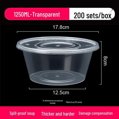 Thickened Transparent Disposable Round Food Containers with Lids
