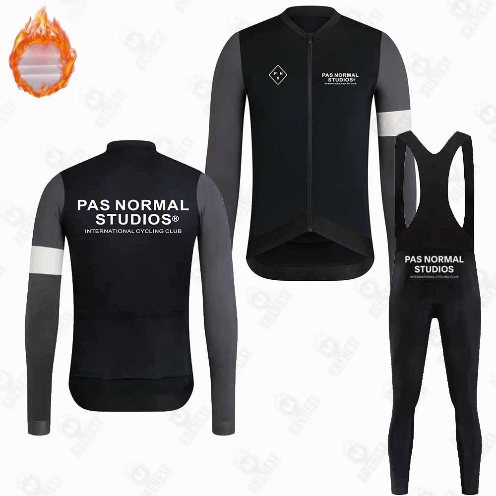 New PNS Fleece Suit Winter Cycling Suit Long Sleeve Strap Pants Road Bike Mountain Bike Outdoor