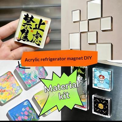 5 Set Handmade Magnetic Refrigerator Sticker Material Package Creative Diy Acrylic Fridge Magnets Souvenir Gift