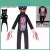 Sirenhead Cartoon Katze Einteiler Kostüm für Kinder Halloween Cosplay Outfit Terror Spiel-inspiriert