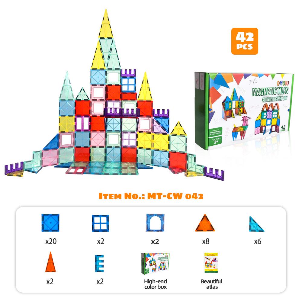 2024 Large 7.5" Magnetic Tiles Building Blocks: Educational Stained Glass Puzzle Set