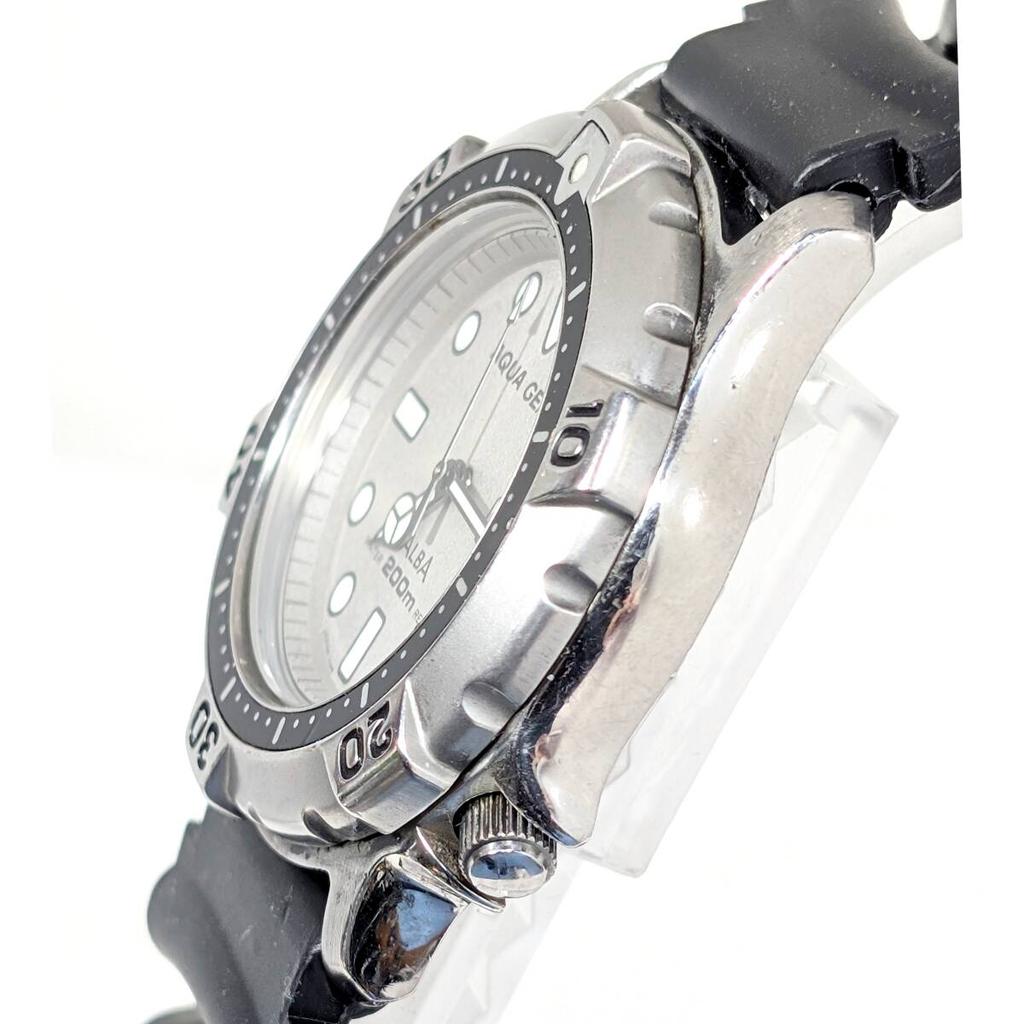 SEIKO ALBA AQUA GEAR Battery and Strap Working Men's Watch, Replaced, Condition, H-10